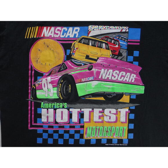 RARE VINTAGE 1995 DOUBLE-SIDED NASCAR Hottest Motorsport PINK Graphic T-Shirt - Picture 4 of 9
